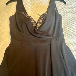 White House Black Market black and beige peek a boo bra dress